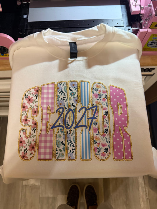 Preppy Floral Polka Dot Pink Senior 2027 (DTF)